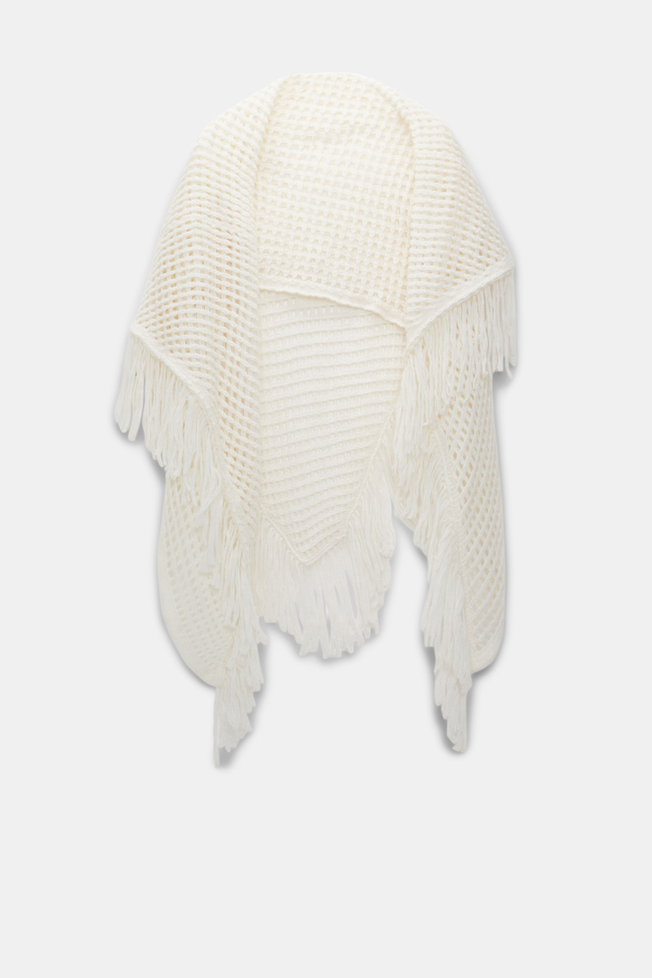 Dorothee Schumacher Merino-cashmere pointelle poncho with fringe trim orchid white