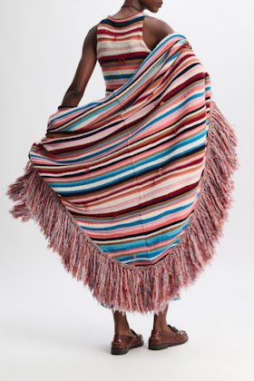 Dorothee Schumacher Gestreifter Poncho mit Fransen multicolor stripe