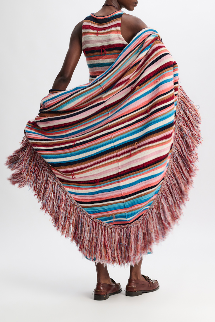 Dorothee Schumacher Striped mixed knit poncho multicolor stripe