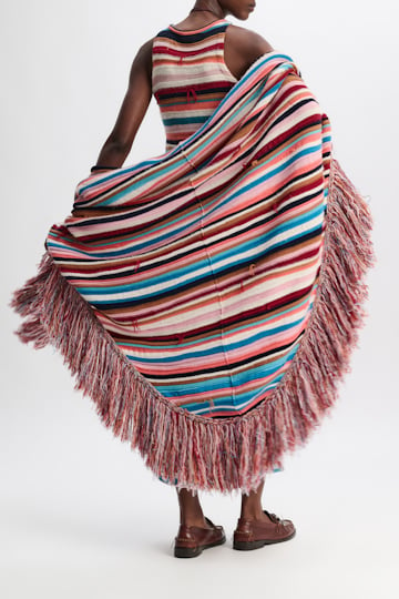 Dorothee Schumacher Striped mixed knit poncho multicolor stripe
