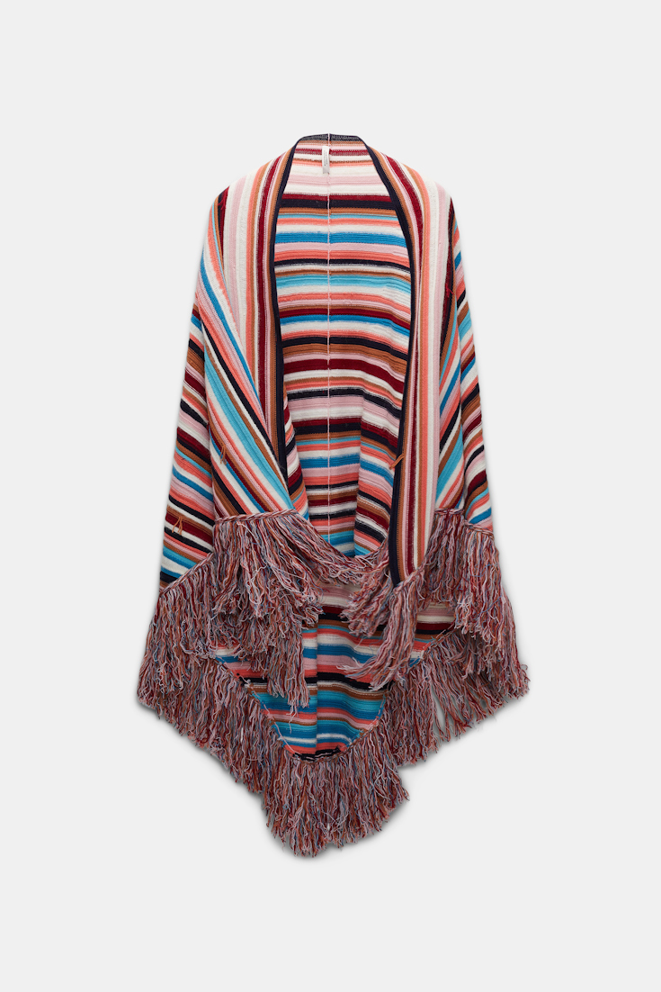 Dorothee Schumacher Striped mixed knit poncho multicolor stripe