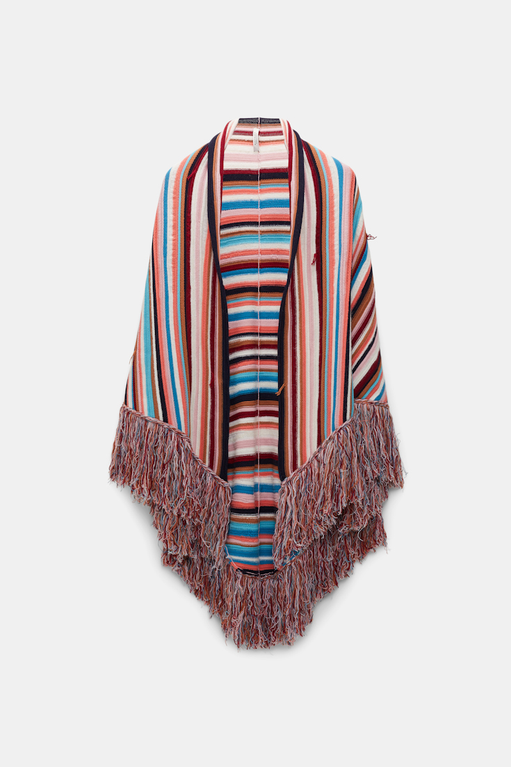 Dorothee Schumacher Gestreifter Poncho mit Fransen multicolor stripe