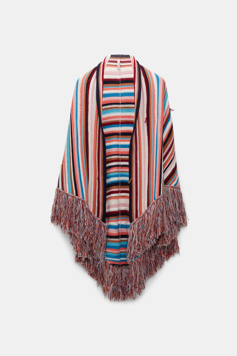 DOROTHEE SCHUMACHER STRIPED MIXED KNIT PONCHO 