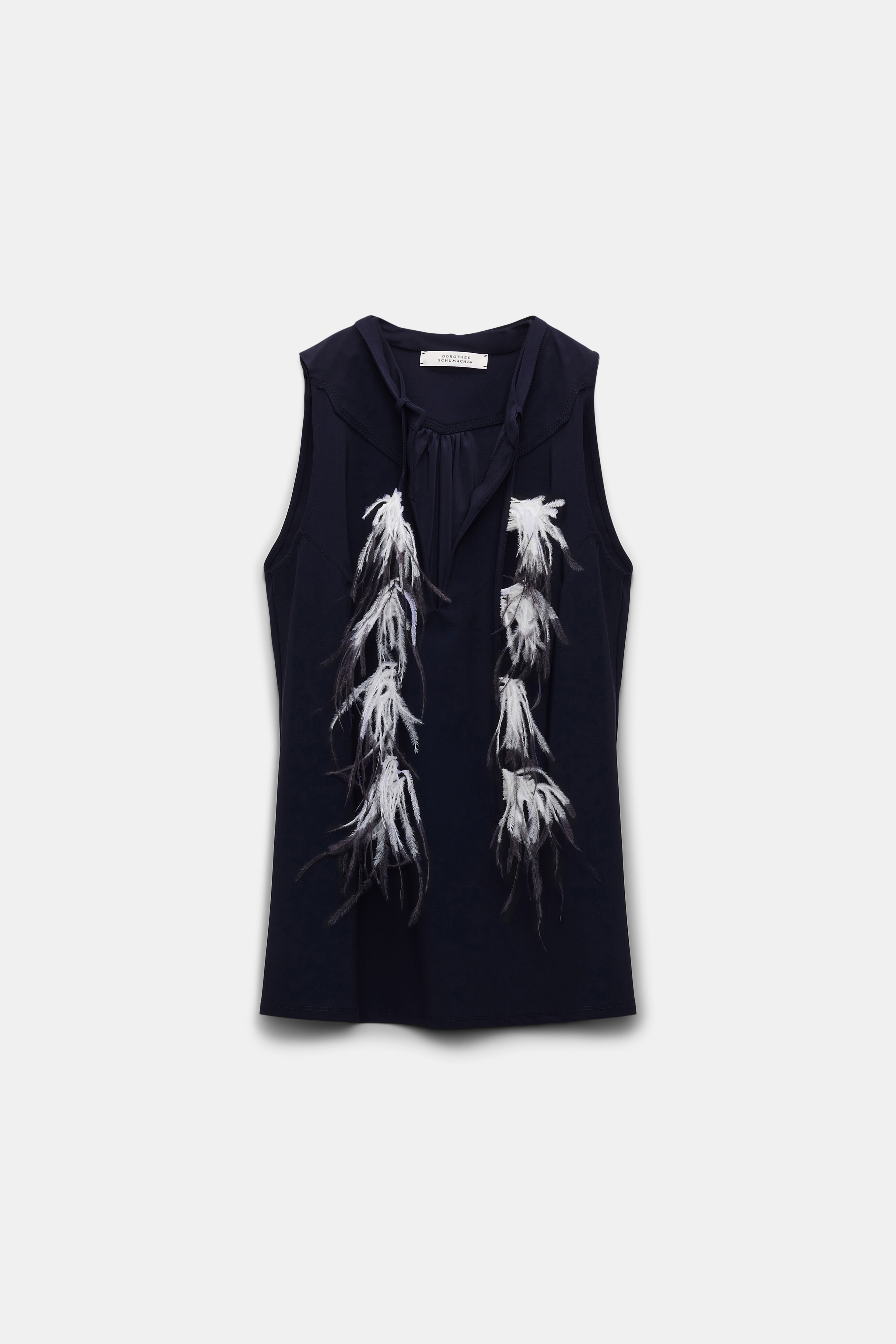 Dorothee Schumacher Top with Western-inspired detailing and removable feather tie true navy