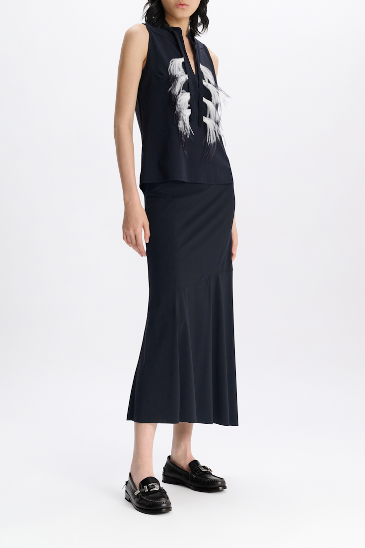 Dorothee Schumacher Midi skirt with Western-inspired detailing true navy