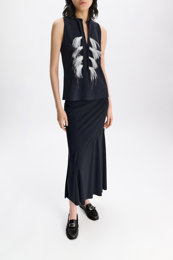 Dorothee Schumacher Midi skirt with Western-inspired detailing true navy