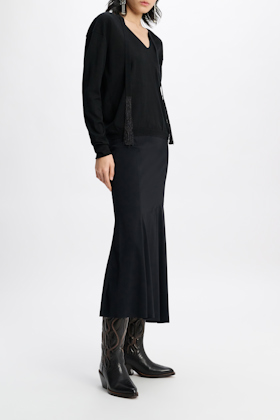 Dorothee Schumacher Midi Rock mit Westerndetails pure black