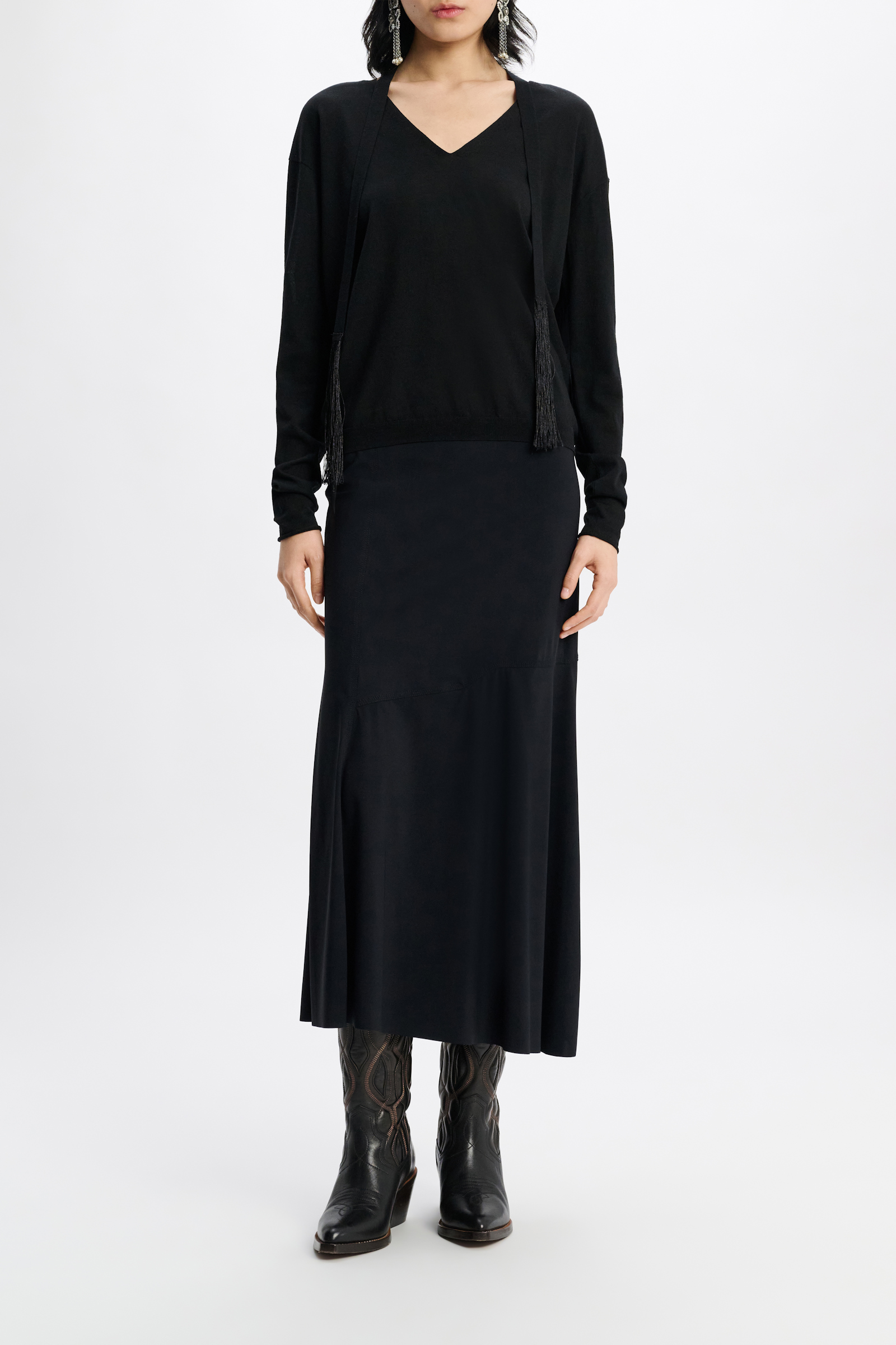 Dorothee Schumacher Midi skirt with Western-inspired detailing pure black