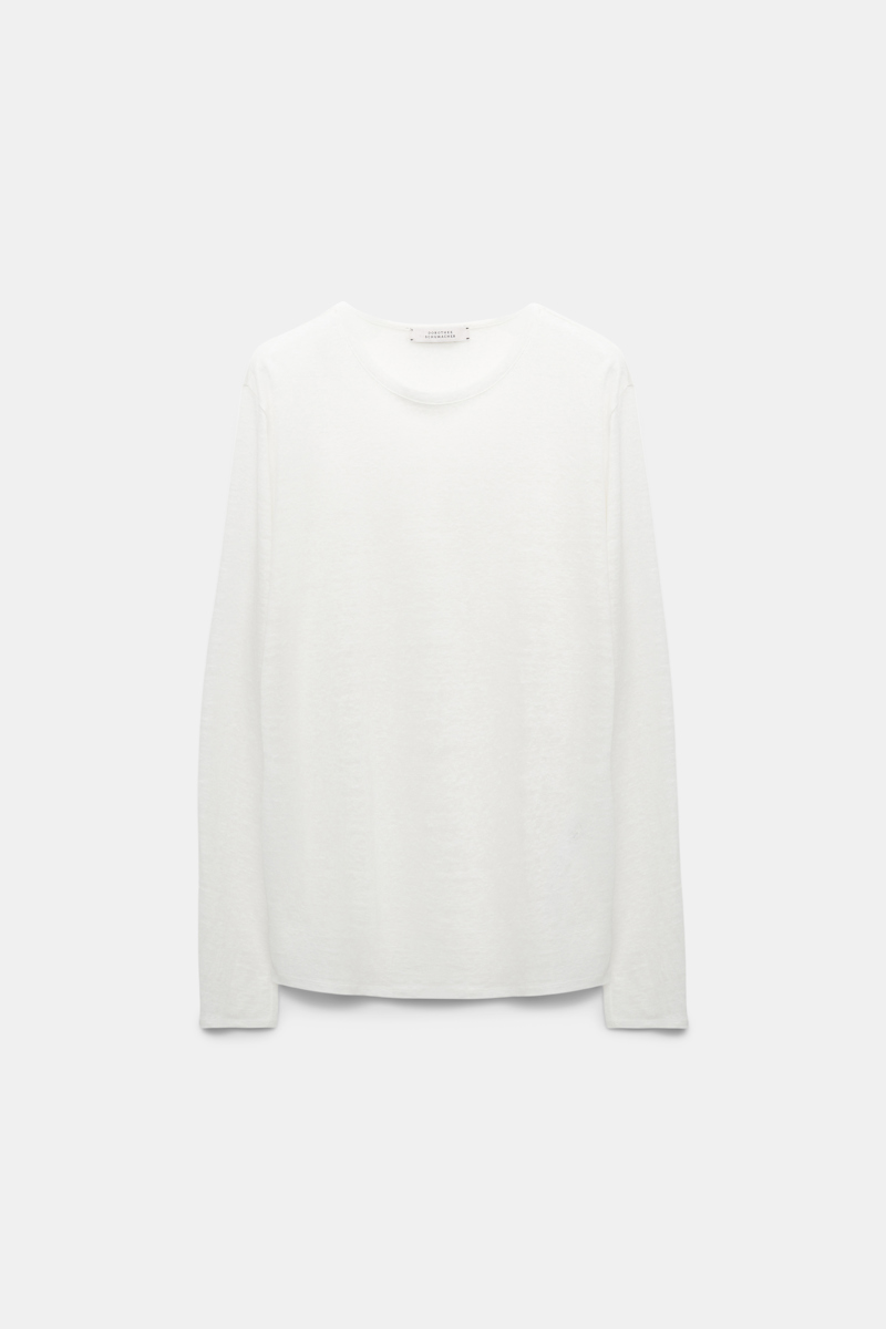 Shop Dorothee Schumacher Long Sleeve Hemp T-shirt In White