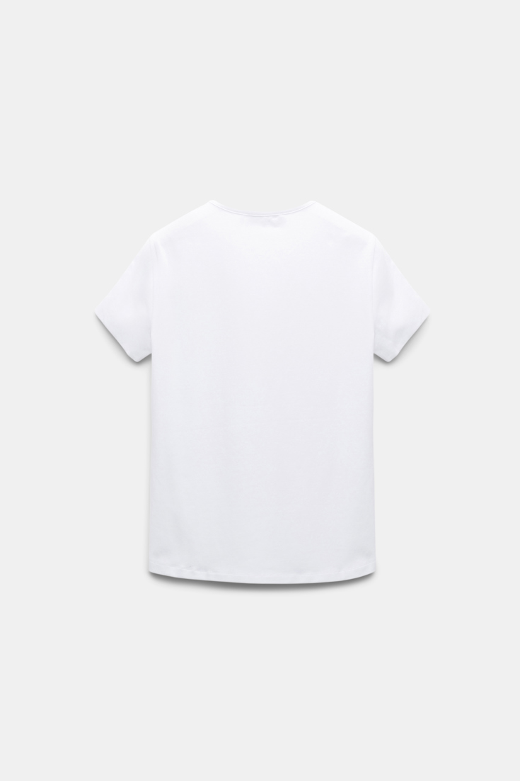 Dorothee Schumacher Round neck T-shirt with mini Western flap pocket camellia white