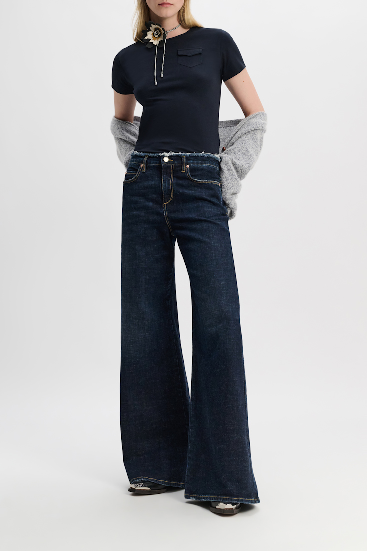 Dorothee Schumacher Round neck T-shirt with mini Western flap pocket true navy