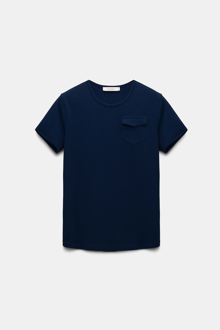 Dorothee Schumacher Round neck T-shirt with mini Western flap pocket true navy