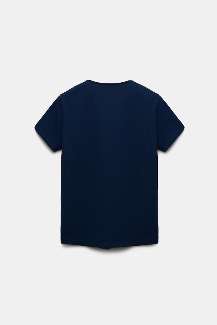Dorothee Schumacher Round neck T-shirt with mini Western flap pocket true navy
