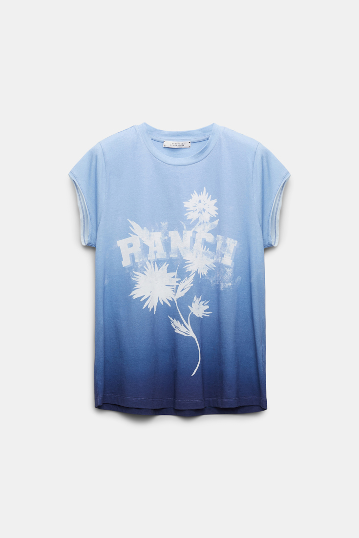 Dorothee Schumacher T-Shirt mit Farbverlauf und RANCH Wording blue mix