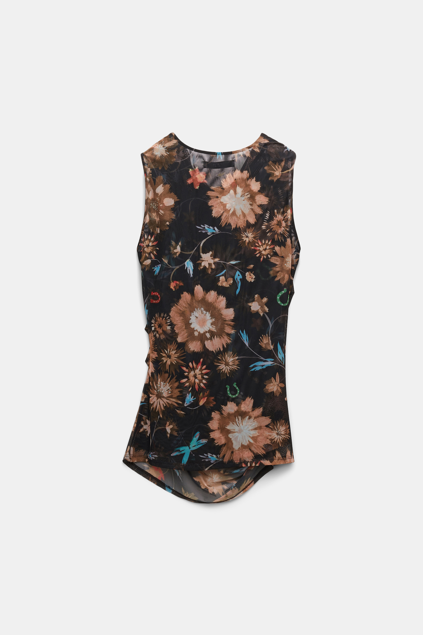 Dorothee Schumacher Mesh jersey tank top with allover lucky floral print dark mix