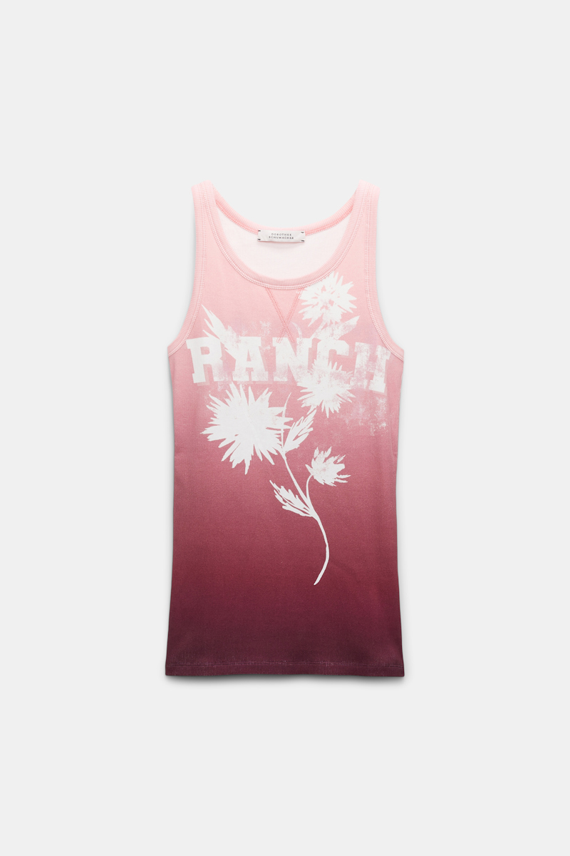 DOROTHEE SCHUMACHER COLOR FADE STRETCH COTTON TANK TOP WITH PRINT 
