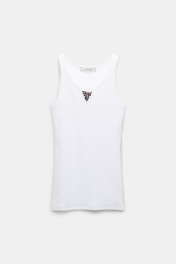 Dorothee Schumacher Geripptes Tanktop mit Embellishment blue on white
