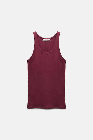 Dorothee Schumacher Geripptes Tanktop mit Hufeisen-Detail hinten burgundy