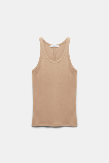 Dorothee Schumacher Geripptes Tanktop mit Hufeisen-Detail hinten beige