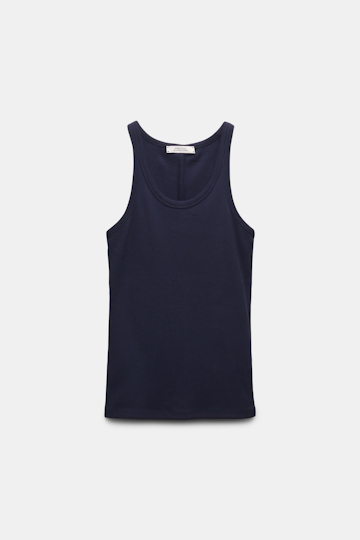 Dorothee Schumacher Fine rib cotton tank top true navy