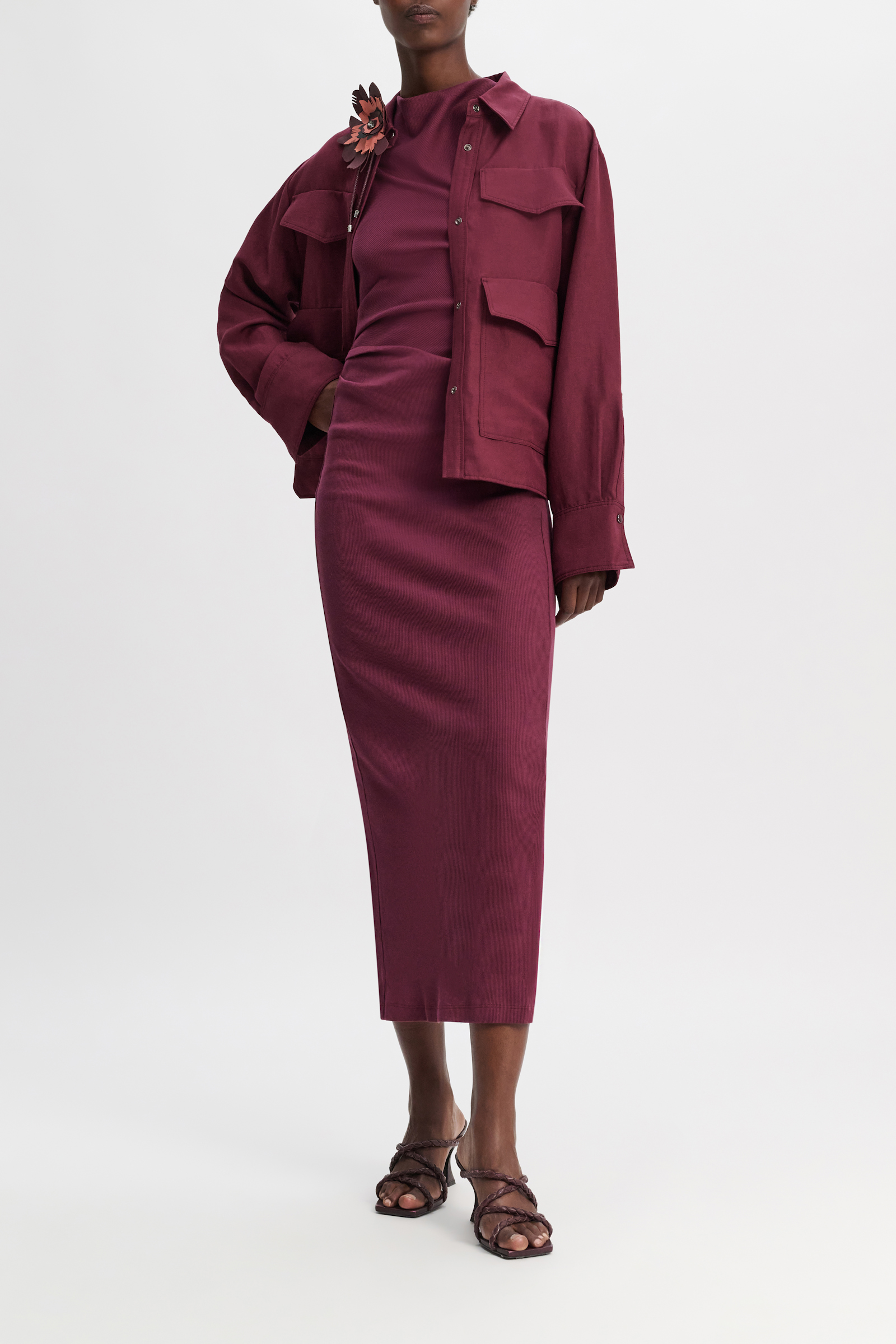 Dorothee Schumacher Geripptes Kleid burgundy