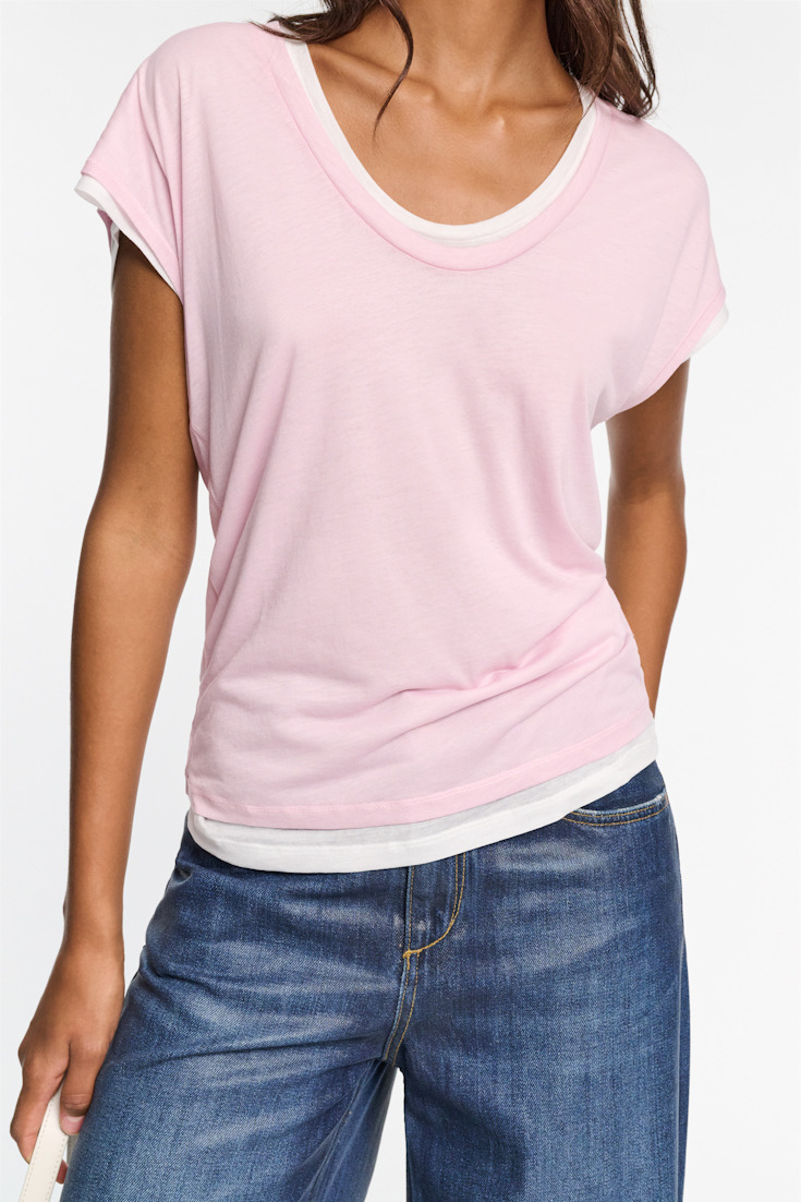 Dorothee Schumacher Double-layer sleeveless top with draped shoulders light rose