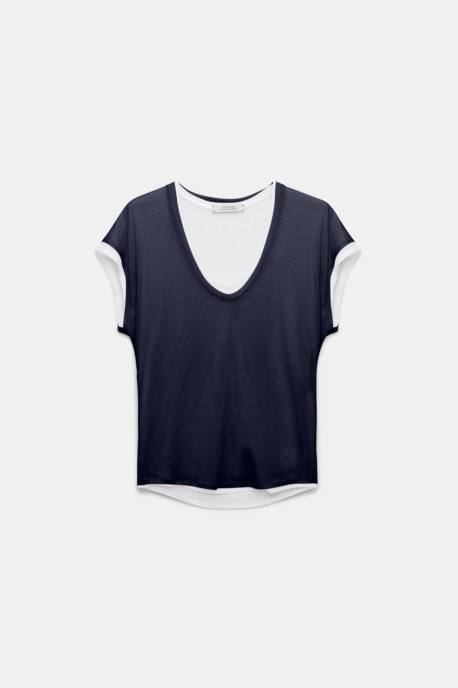 Dorothee Schumacher Double-layer sleeveless top with draped shoulders dark navy