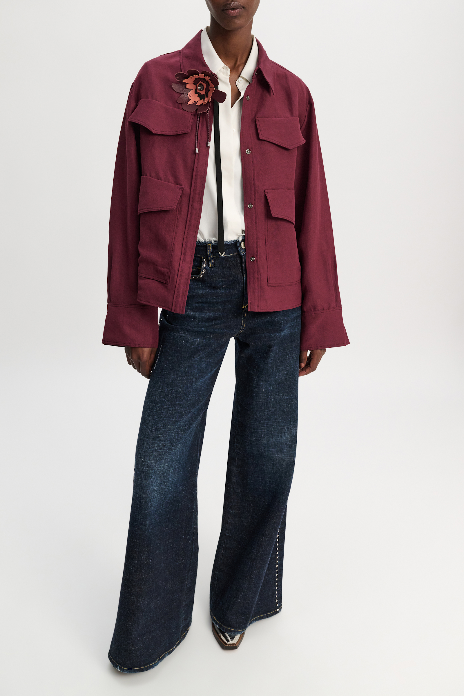 Dorothee Schumacher Hemdjacke aus technischem Leinen burgundy