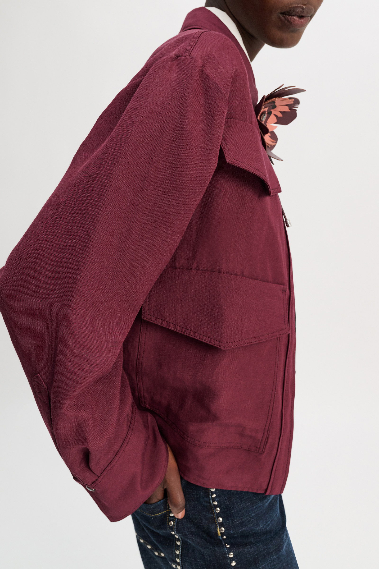 Dorothee Schumacher Hemdjacke aus technischem Leinen burgundy