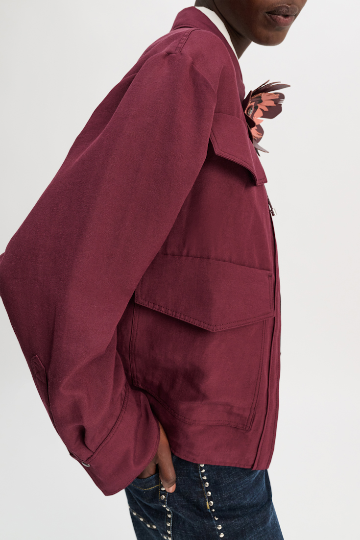 Dorothee Schumacher Shirt-jacket in technical linen burgundy