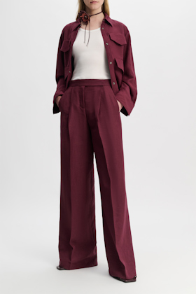 Dorothee Schumacher Weite Leinenhose aus technischem Leinen burgundy