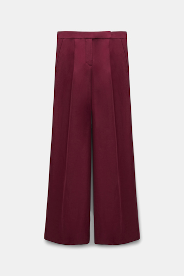 Dorothee Schumacher Wide leg pants in technical linen burgundy