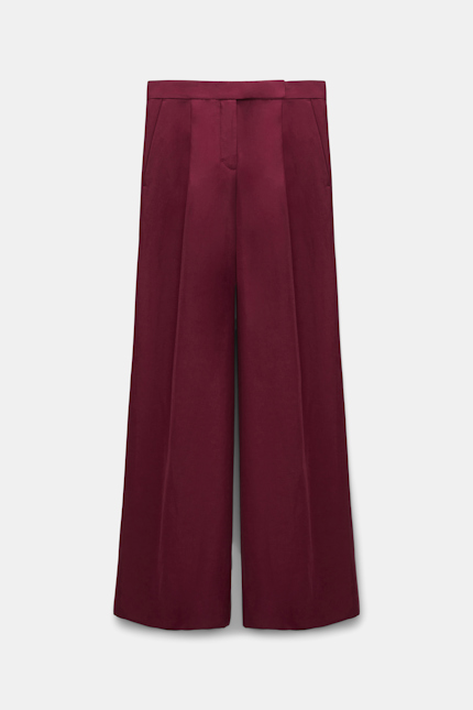 SUMMER CRUISE pants Dorothee Schumacher Weite Leinenhose aus technischem Leinen burgundy