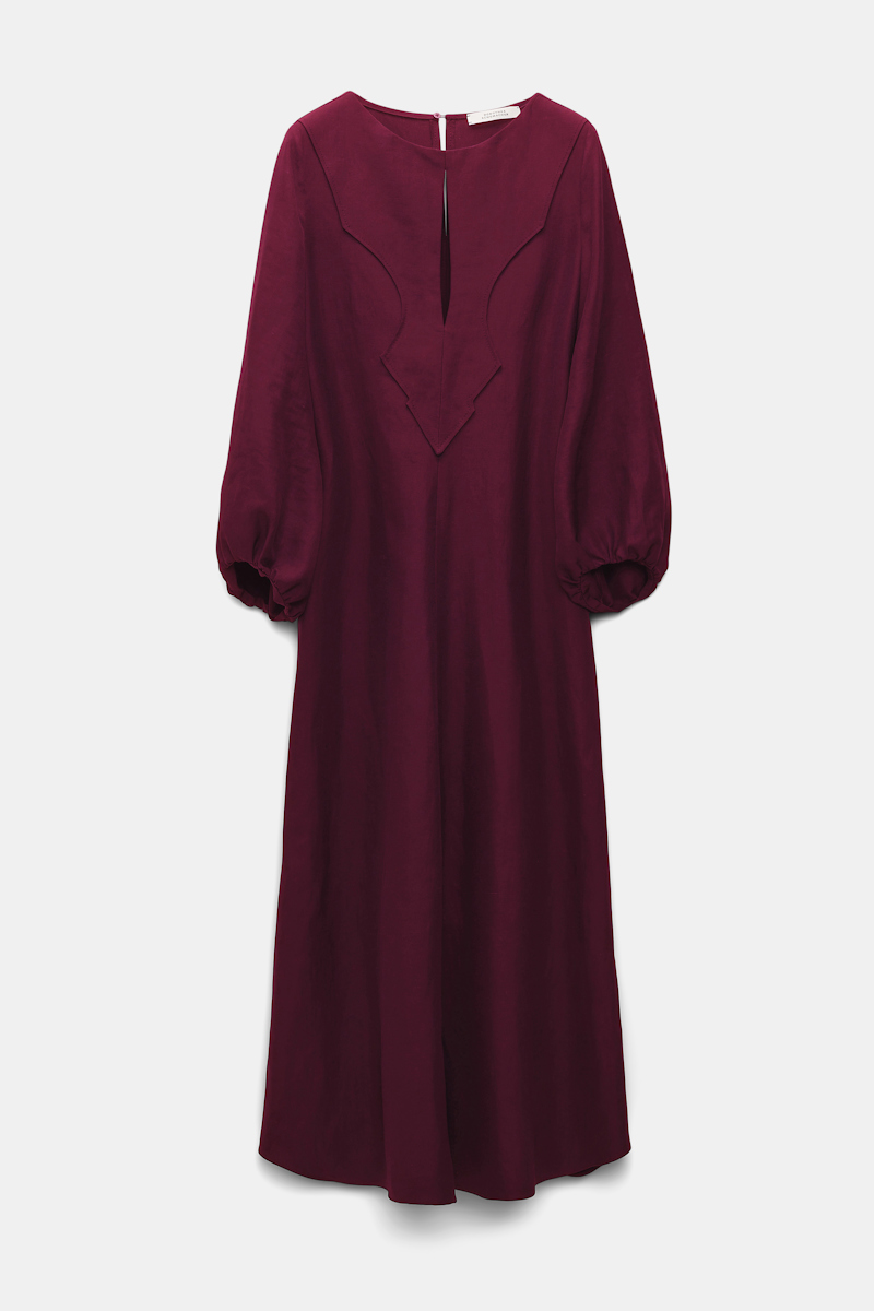 DOROTHEE SCHUMACHER WESTERN-INSPIRED MID-LENGTH DRESS IN TECHNICAL LINEN 