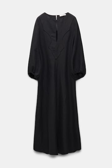Dorothee Schumacher Western-inspired mid-length dress in technical linen pure black