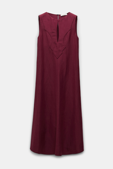 Dorothee Schumacher Western-inspired mid-length dress in technical linen burgundy