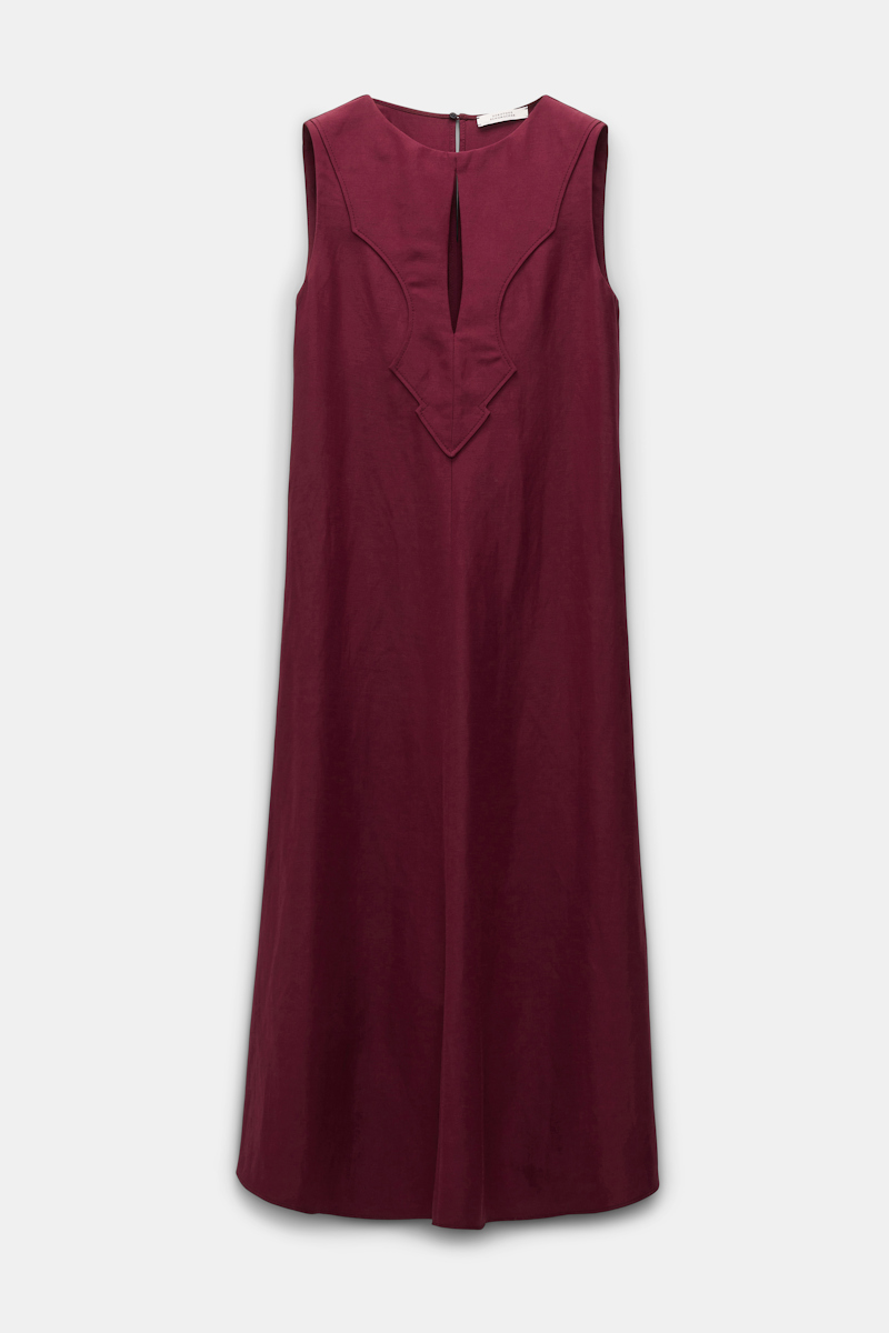 Shop Dorothee Schumacher Western-inspired Mid-length Dress In Technical Linen In Red