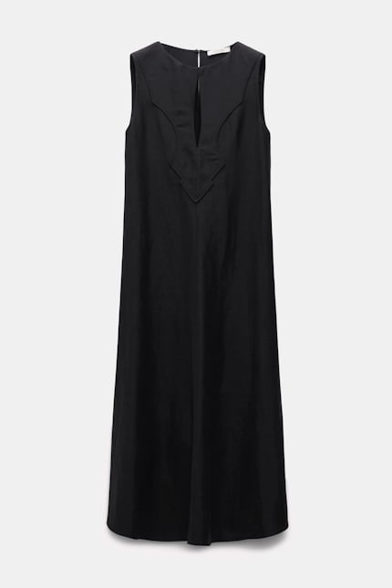 SUMMER CRUISE dress Dorothee Schumacher Western-inspired mid-length dress in technical linen pure black