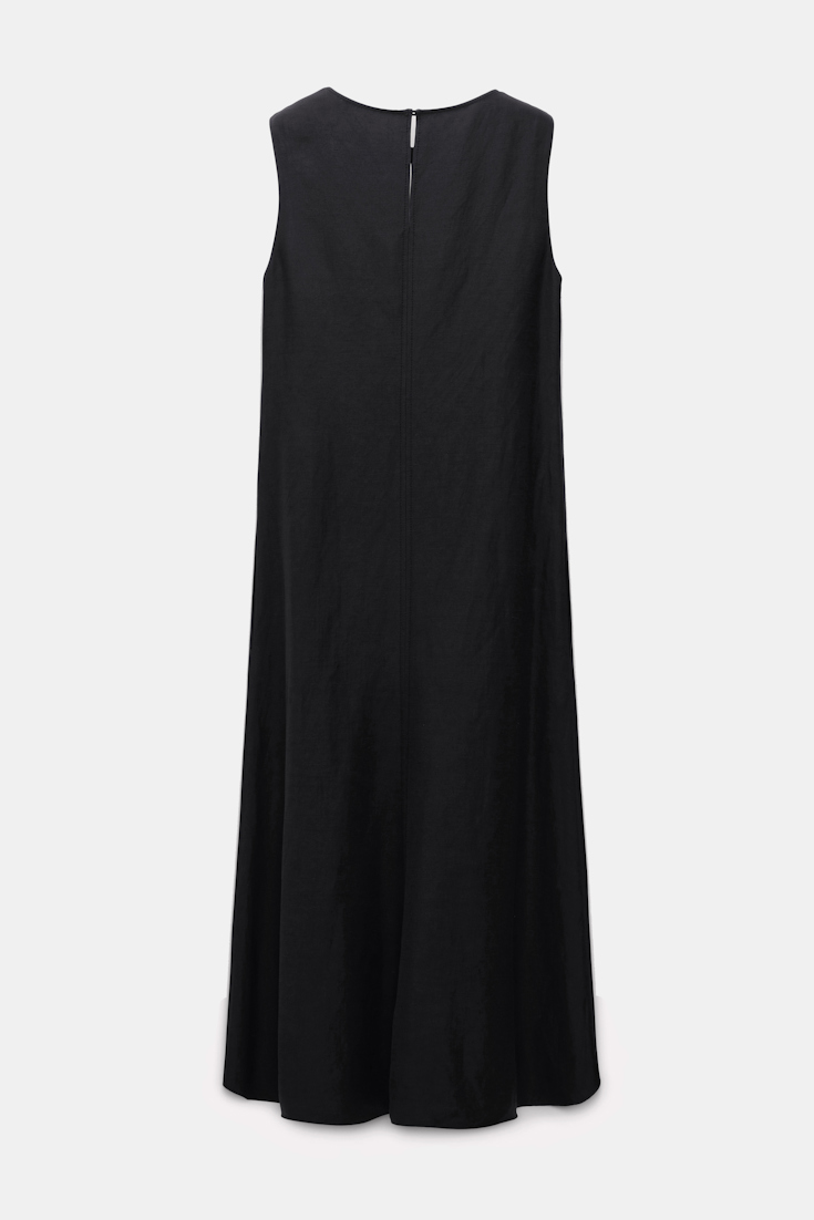 Dorothee Schumacher Western-inspired mid-length dress in technical linen pure black
