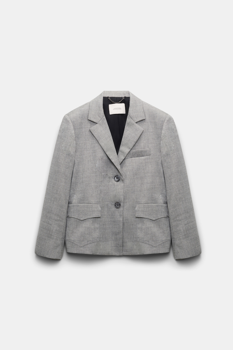Dorothee Schumacher Cropped Blazer With 3/4 Sleeves And Western-style Pockets In Gray