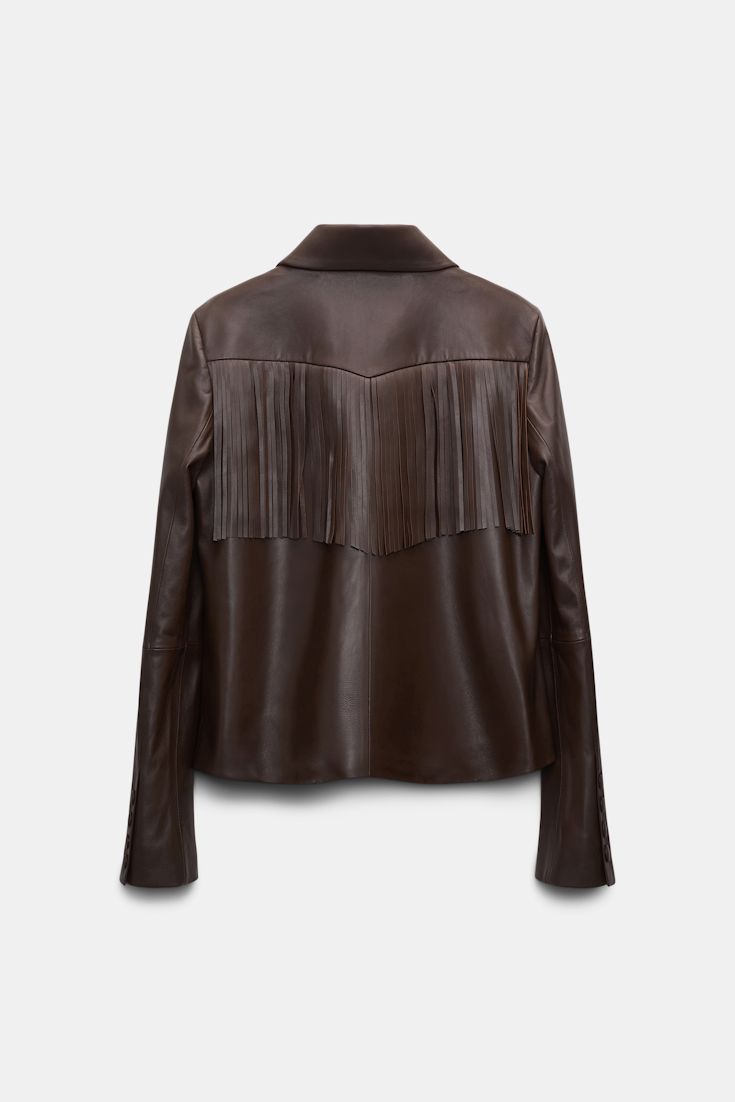 Dorothee Schumacher Lederjacke mit Fransen dark brown