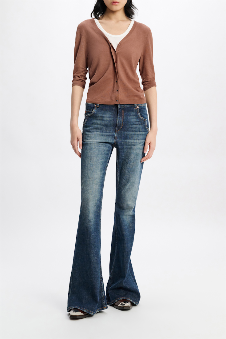 Dorothee Schumacher Extra long flared jeans with Western details denim blue