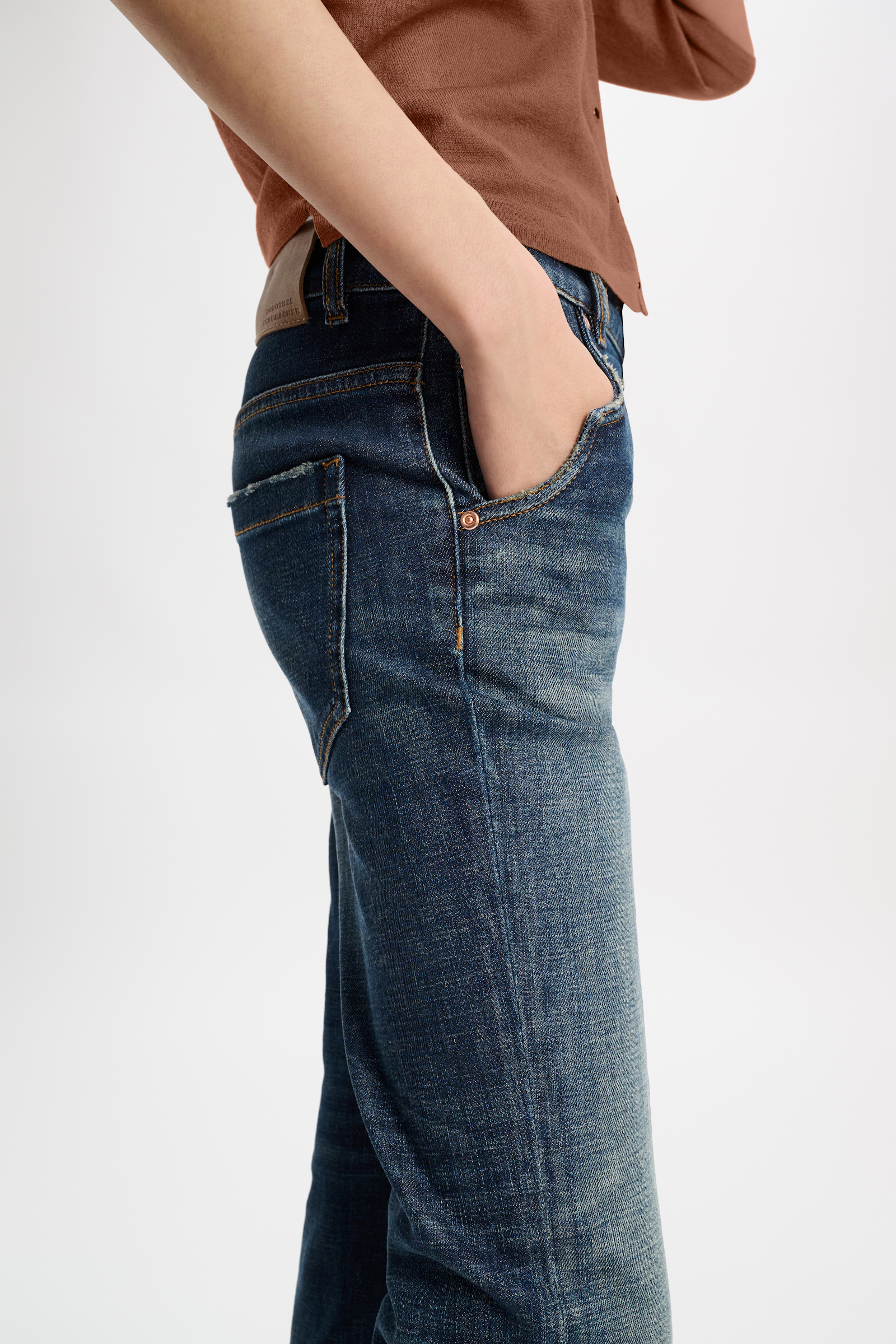 Dorothee Schumacher Extra long flared jeans with Western details denim blue