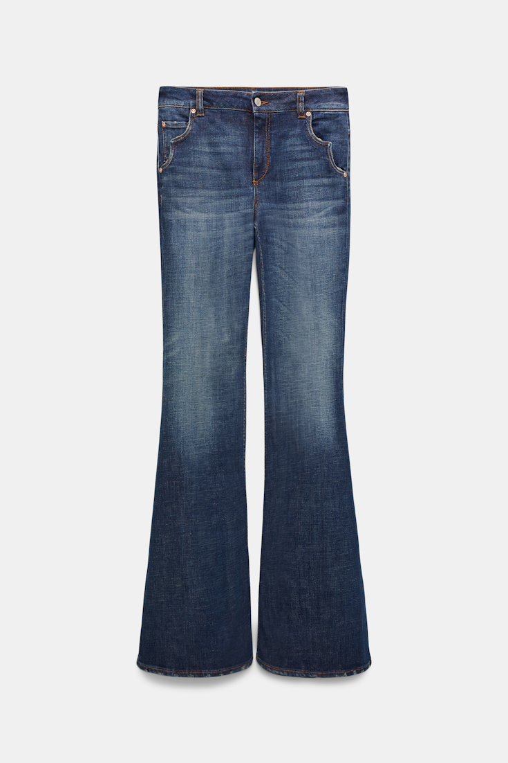 Dorothee Schumacher Long Flared Jeans mit Westerndetails denim blue