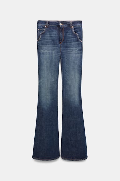 Dorothee Schumacher Long Flared Jeans mit Westerndetails denim blue