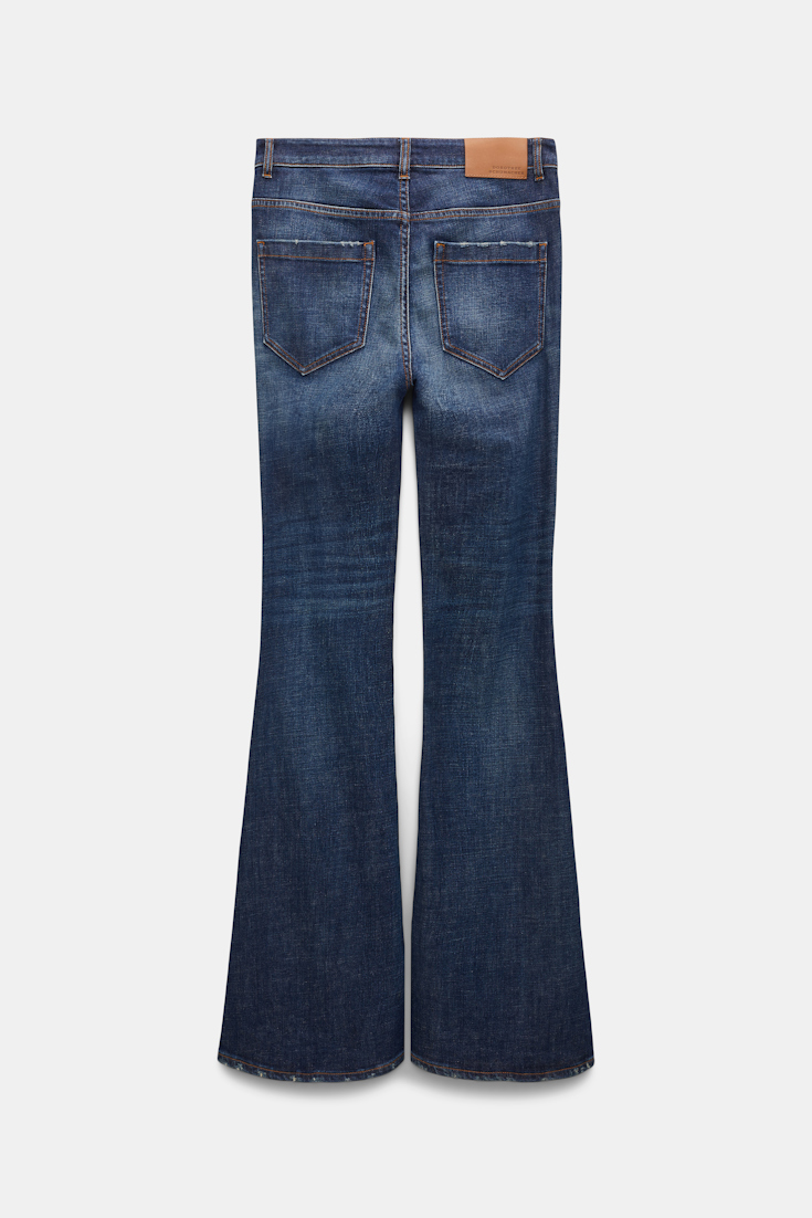 Dorothee Schumacher Long Flared Jeans mit Westerndetails denim blue