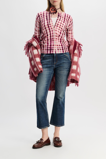 Dorothee Schumacher Cropped Flared Jeans mit Westerndetails denim blue