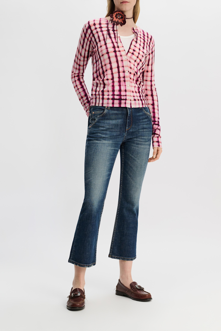 Dorothee Schumacher Cropped Flared Jeans mit Westerndetails denim blue