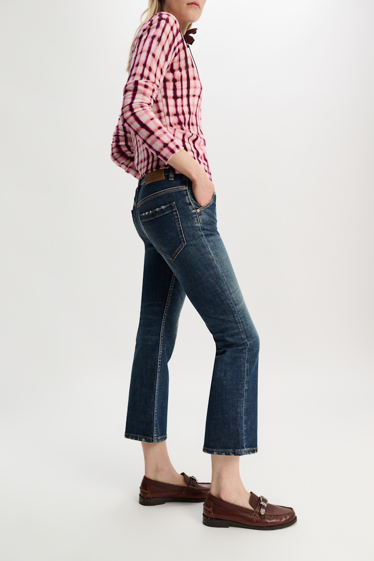 Dorothee Schumacher Cropped Flared Jeans mit Westerndetails denim blue