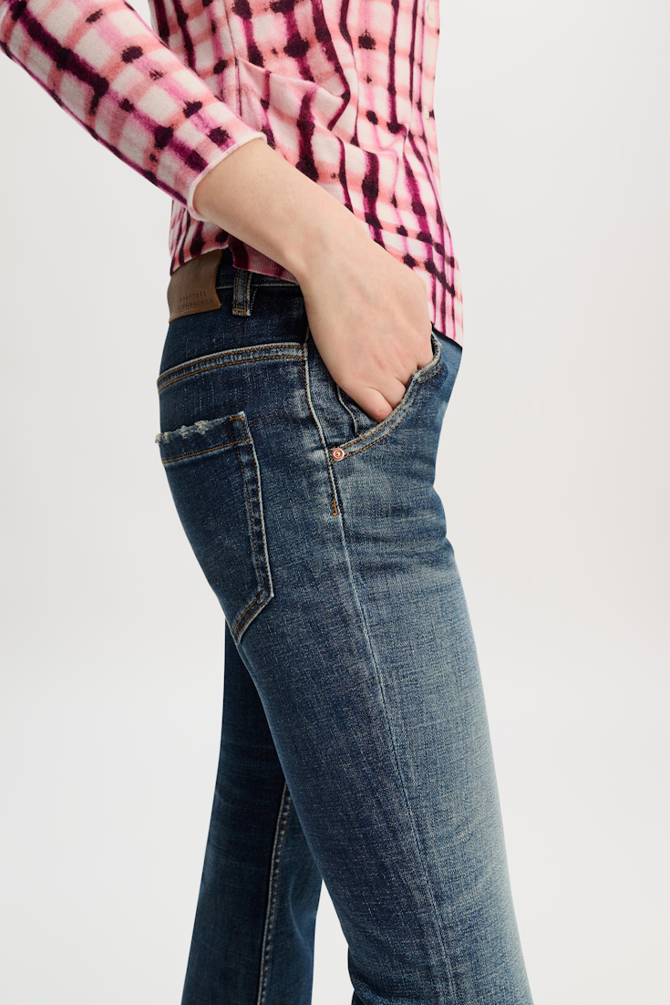Dorothee Schumacher Cropped flared jeans with Western details denim blue